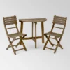 Westmount 3pc Half-Round Folding Acacia Wood Bistro Set - Gray - Christopher Knight Home