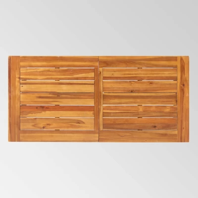 Catriona Rectangle Acacia Wood Industrial Dining Table - Teak - Christopher Knight Home