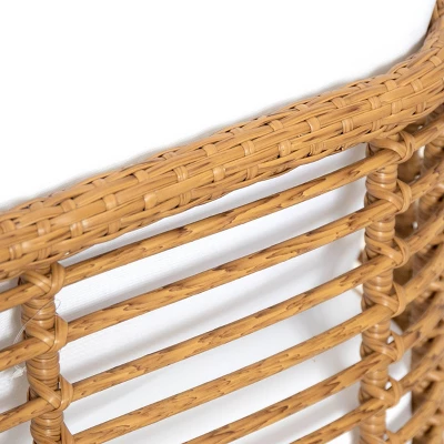 Nic Outdoor Wicker Club Chair with Cushion - Light Brown/White - Christopher Knight Home