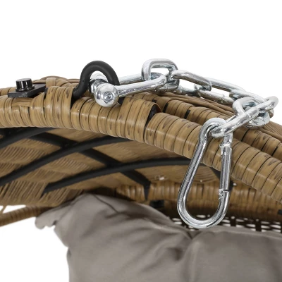 Greystone Indoor/Outdoor Wicker Hanging Chair with 8' Chain - Light Brown/Beige - Christopher Knight Home