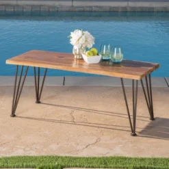 Zion Industrial Coffee Table - Teak/Rustic Metal - Christopher Knight Home