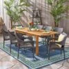 Damon 9pc Wood & Wicker Expandable Dining Set - Natural/Brown - Christopher Knight Home