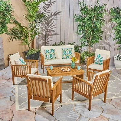 Carolina 6pc Acacia Wood Chat Set - Christopher Knight Home