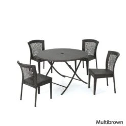 Rai 5pc Wicker Dining Set - Brown - Christopher Knight Home