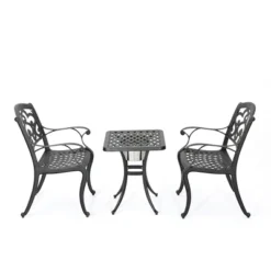 Alexa 3pc Cast Aluminum Bistro Set - Shiny Copper - Christopher Knight Home