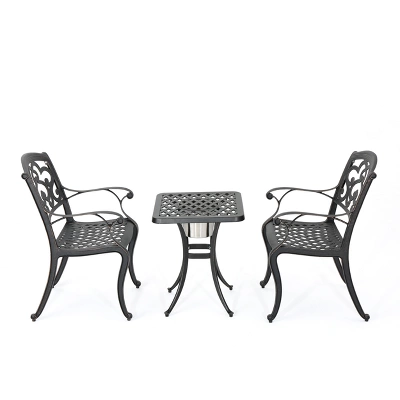 Alexa 3pc Cast Aluminum Bistro Set - Shiny Copper - Christopher Knight Home
