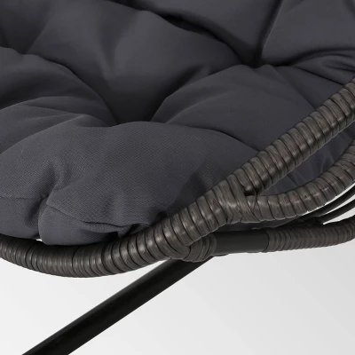 Crumpton Outdoor Wicker Hanging Chair with Stand - Gray/Dark Gray - Christopher Knight Home