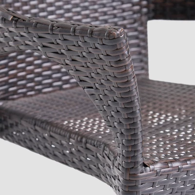 Espanola 9pc Wood and Wicker Dining Set Dark Brown/Multibrown - Christopher Knight Home