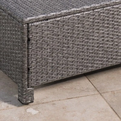 Puerta 6pc Wicker L-Shaped Sectional Sofa Set - Black/Gray - Christopher Knight Home