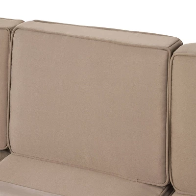 Cape Coral 5pc Outdoor 4 Seater Aluminum Chat Set with Fire Pit - Silver/Khaki - Christopher Knight Home