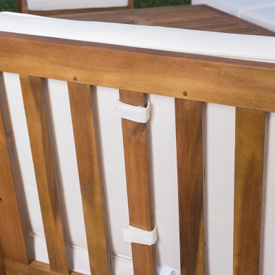 Perla 9pc Acacia Wood Patio Conversation Set - Teak/Cream - Christopher Knight Home