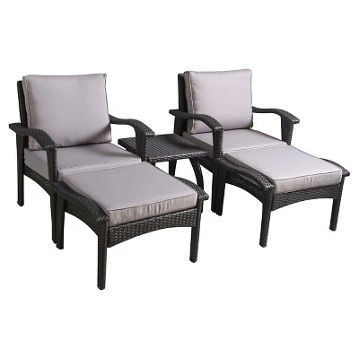 Honolulu 5pc Wicker Patio Seating Set with Cushions - Gray - Christopher Knight Home