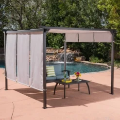 Lawrence 10' X 10' Steel Gazebo - Gray - Christopher Knight Home