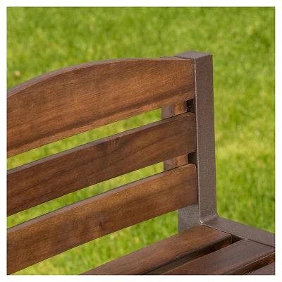 Milos Set of 2 Acacia Barstool - Dark Brown / Rustic Metal - Christopher Knight Home