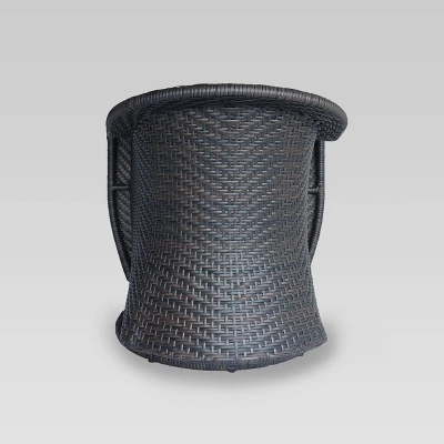 Larchmont Wicker Swivel Chair - Brown/Navy - Christopher Knight Home