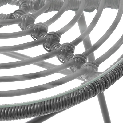 Beulah 3pc Patio Wicker Chat Set - White/Beige/Black - Christopher Knight Home