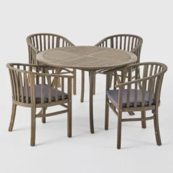 5pc Alondra Acacia Wood Patio Dining Set Gray - Christopher Knight Home