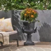 28" Wide Planter Adonis Lightweight Concrete Patio Urn Black - Christopher Knight Home