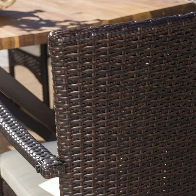 Brandywine 6pc Acacia Wood/Wicker Patio Dining Set - Brown/Cream - Christopher Knight Home