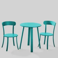 Barbados 3pc Patio Bistro Set - Matte Teal - Christopher Knight Home