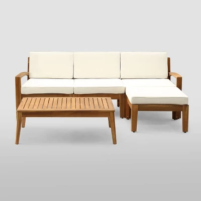 Grenada 5pc Acacia Sectional Patio Sofa Set Teak - Christopher Knight Home