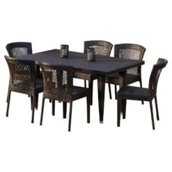 Dusk 7pc Wicker Dining Set - Multi-brown - Christopher Knight Home