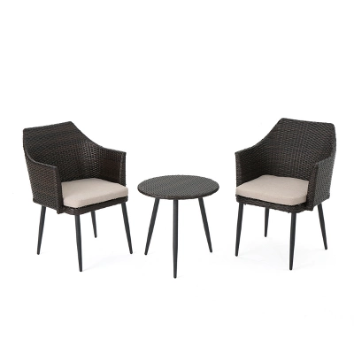 Iona 3pc Wicker Chat Set - Multibrown/Beige - Christopher Knight Home