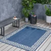 5'3" X 7' Preveli Outdoor Rug Blue/Ivory - Christopher Knight Home
