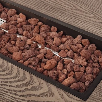 Senoia Outdoor Rectangular Fire Pit with Tank Holder - Brown - Christopher Knight Home