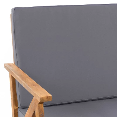 Panama 8pc Acacia Wood Chat Set with Coffee Table - Teak/Dark Gray - Christopher Knight Home