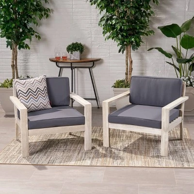 Santa Ana 2pk Acacia Club Accent Chairs Brushed Light Gray - Christopher Knight Home