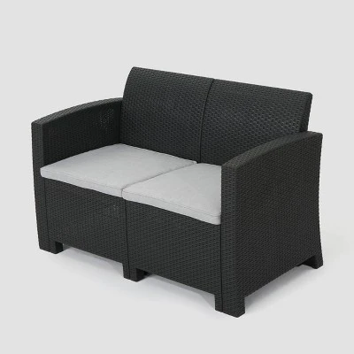 Daytona 4pc Faux Wicker Chat Set - Charcoal - Christopher Knight Home