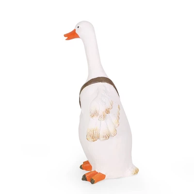Christopher Knight Home 16" Wide Farnum Concrete Outdoor Novelty Goose Planter White/Brown