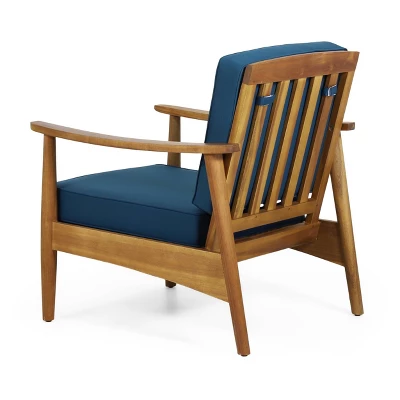 Willowbrook 2pc Acacia Wood Club Chairs - Teak/Dark Teal - Christopher Knight Home