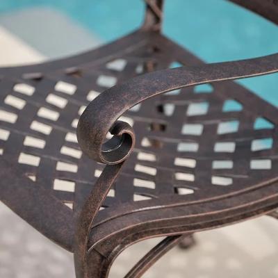 Lola 3pc Cast Aluminum Chat Set - Bronze - Christopher Knight Home