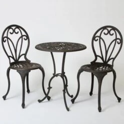 Thomas 3pc Cast Aluminum Patio Bistro Set - Dark Gold - Christopher Knight Home