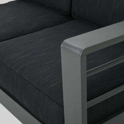 Cape Coral 5pc Aluminum Sofa Set with Cushions - Dark Gray - Christopher Knight Home