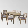 Pines 7pc Acacia Oval Wood Dining Set - Gray/Dark Gray - Christopher Knight Home