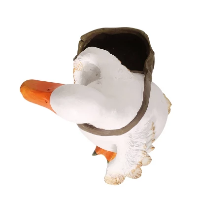 Christopher Knight Home 16" Wide Farnum Concrete Outdoor Novelty Goose Planter White/Brown