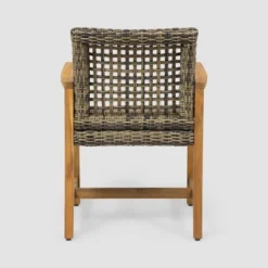 Hampton 2pk Acacia Wood & Wicker Dining Chairs - Natural/Gray - Christopher Knight Home