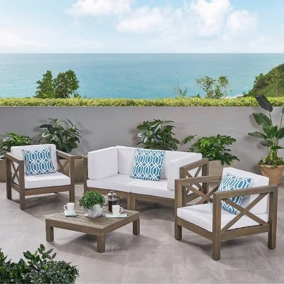 Brava 5pc Acacia Wood Patio Conversation Set - Christopher Knight Home