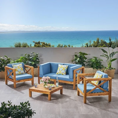 Brava 5pc Acacia Wood Patio Conversation Set - Christopher Knight Home