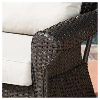 Amaya Set of 2 Wicker Swivel Rocking Chair - Dark Brown - Christopher Knight Home