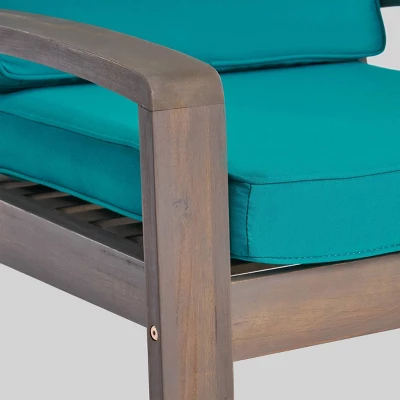 4pc Grenada Acacia Patio Chat Set with Sunbrella Cushions - Christopher Knight Home