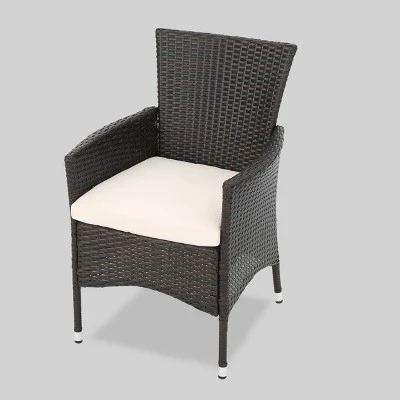 Lincoln 7pc Acacia Wood & Wicker Patio Dining Set - Dark Brown - Christopher Knight Home