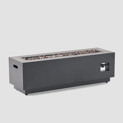 Comores 12pc Acacia U-Shaped Sectional Sofa Set with Fire Pit - Gray/Dark Gray - Christopher Knight Home