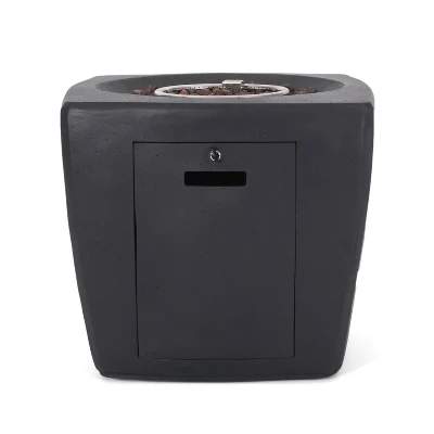 Holmwood Outdoor 40000 BTU Light Weight Concrete Square Fire Pit Dark Gray - Christopher Knight Home