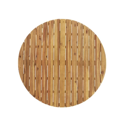 Soto Round Outdoor Acacia Wood Dining Table Teak/Black - Christopher Knight Home