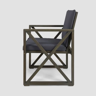 Andora 4pk Acacia Wood Club Chairs - Gray/Dark Gray - Christopher Knight Home